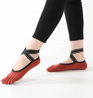Chaussettes de yoga en coton tricotées à 5 doigts avec logo personnalisé pour femmes, antidérapantes, pour Pilates, Barre, danse, collection automne