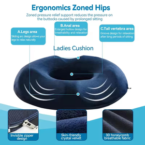 Cuscino Ergonomico in Memory Foam a Forma di <span class=keywords><strong>Ciambella</strong></span> per Emorroidi e Sollievo Prostatico, Imbottitura per Sedia <span class=keywords><strong>da</strong></span> Ufficio e Casa - Product Image 5