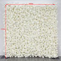 Mur de fleurs 3D personnalisé en tissu, panneau mural de roses artificielles en soie blanche pour mariage, décoration de meubles et plantes artificielles