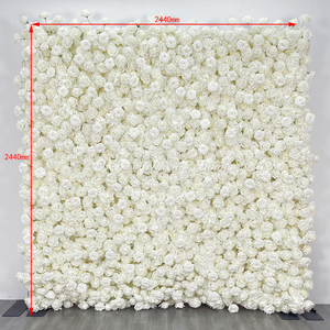 사용자 정의 3D 패브릭 꽃 벽 결혼식 가짜 실크 장미 꽃 벽 패널 배경 가구 장식 - Product Image 3
