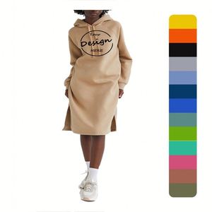 OEM vente en gros automne hiver sweat à capuche tenue décontractée femmes robes longues sweat dames robe à capuche polaire pour les femmes - Product Image 1