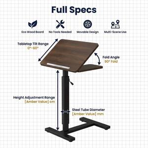 <strong>Foldable</strong> Height Adjustable Over Bed Table 0-60&deg; Tilt Laptop <strong>Desk</strong> Beside Table for Bed Sofa Home <strong>Office</strong> Eco Wood - Product Image 6