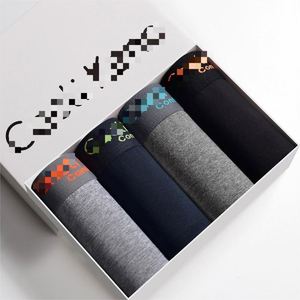 <b>Custom</b> Logo Word Jacquard Elastic Waistband Anti Bacterial U Pouch Knitting Man <b>Boxer</b> Briefs Comfortable Cotton - Product Image 1