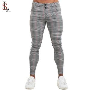 กางเกงวอร์มของผู้ชายกางเกงลายตารางทรงสกินนี่เข้ารูป - Product Image 1