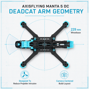 Kit de châssis de drone <span class=keywords><strong>FPV</strong></span> Axisflying Manta 5 DC Deadcat 229 mm en fibre de carbone T700 avec bras de 5 mm pour montage de quadricoptère cinématique freestyle CE ROHS - Product Image 2