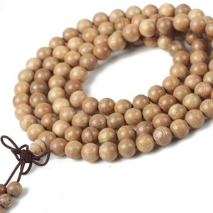 Pulsera de cuentas budistas de madera de durazno, 108/216 cuentas, cadena de suéter de madera pulida tallada, joyería, accesorio unisex - Product Image 3