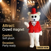 Costume de mascotte de lapin à longues oreilles mignon de haute qualité pour adulte, vêtement rouge de dessin animé pour fête, avec logo personnalisé