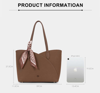 Tas Tote Wanita Besar Chrisbella Wholesale Fashion dengan Resleting, Set Lengkap Termasuk Dompet dan Syal