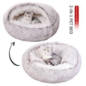 Wholesale Round Long Plush Soft Cat <strong>Dog</strong> <strong>Bed</strong> <strong>Luxury</strong> Fluffy Faux Fur Pet Sleeping Cushion - Product Image 1
