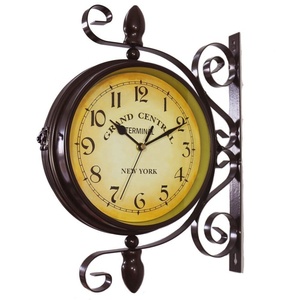 Retro Hanging Garden Decorate Metal Double Sided <strong>Station</strong> <strong>Clock</strong> - Product Image 1