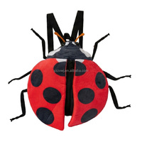 Sac à dos en peluche insecte coccinelle dessin animé drôle et créatif, marron et vert, vente en gros