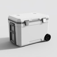 Nevera Portátil con Ruedas de 45L, con Asa de Transporte, para Vehículos, Campamentos, Picnics, Barbacoas, Almacenamiento de Alimentos y Refrigeración