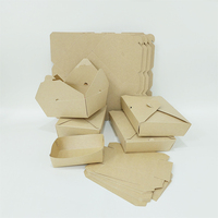 Emballage de conteneur alimentaire jetable en papier brun, papier kraft pour la restauration rapide, boîte à lunch alimentaire à emporter