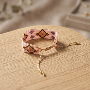 Bracelet en perles Miyuki Delica rose fait main Sstringz, bracelet à motif géométrique réglable pour femmes, bijoux tendance - Product Image 6