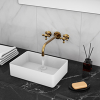 Robinet mural moderne à trou unique, robinet de salle de bain à double poignée, robinet de lavabo à 360 degrés