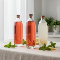 Bouteilles en verre cristallin transparent avec bouchon anti-fuite pour vin, jus, kombucha et boissons maison