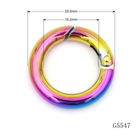 Anneau à ressort en métal PVD arc-en-ciel de qualité supérieure, mousqueton à ressort de 20 mm, anneau à ressort pour porte-clés, accessoires de quincaillerie pour sacs