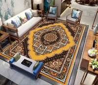 Tapis de salon bohème floral de luxe imprimé en 3D fabriqué à la machine, écologique, résistant aux taches, adapté aux animaux domestiques, en polyester