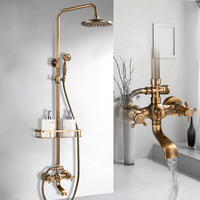 Ensemble de robinets mitigeurs de douche et salle de bains, en laiton Antique, avec double poignée avec étagère de douche à main, en laiton, pour douche SF0263