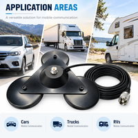 FEIYIXUN Support d'antenne polarisée verticale triple magnétique SO239 pour radios de voiture et de camion avec câble RG58A/U de 4,5 m et prise PL259