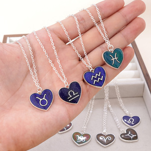 Collana con Ciondolo a Cuore che Cambia Colore in Base alla Temperatura, 12 Segni Zodiacali, Gioielli in Argento per Donne, Regalo Personalizzato con Logo - Product Image 2