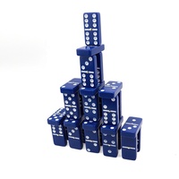 Vente en gros d'usine couleur bleue double six en plastique, taille de tonalité de rallye de dominos dans une boîte en plastique pour jeu de table de casino