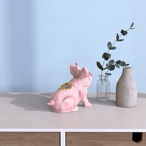 مخصص بالجملة شكل حيوان سيراميك وردي خنزير على شكل كعكة عيد ميلاد بنتوبات نفخ قصيرة بورسلين - Product Image 6