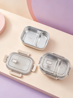 Boîte à lunch en acier inoxydable 201 de qualité alimentaire avec design à trous d'aération, compartiment multi-grilles, récipient bento hermétique pour la préparation quotidienne des repas