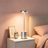 Lampe de table LED sans fil rechargeable, portable, en métal, pour intérieur et extérieur, avec charge USB et commande tactile, veilleuse de chevet