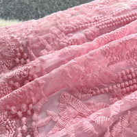 Robe longue décontractée élégante pour femme, coupe trapèze, à manches courtes bouffantes en dentelle, avec nœud perlé, idéale pour le quotidien et les soirées