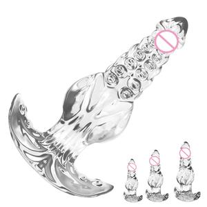 Plug anal transparent à texture cristalline, en silicone souple, réaliste, pour stimulation vaginale et anale, massage de la prostate, hommes et femmes - Product Image 1