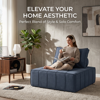 Fauteuil Modulaire Contemporain en Tissu Tofu, Chaise Sans Accoudoirs avec Coussins Profonds, Canapé Rembourré pour Appartement et Salon