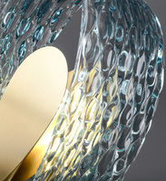 Lustre en verre moderne et minimaliste pour hôtel, lampe suspendue intérieure en verre personnalisée pour salon, lustre en verre artistique bleu en forme de fleur