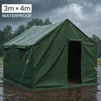 Tente de camping en toile grande capacité 3m x 4m, résistante au vent, robuste, pour glamping et safari, avec fenêtre en maille respirante, montage rapide individuel