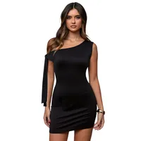 Robe moulante asymétrique noire à une épaule pour occasions élégantes, disponible en plusieurs tailles, ODM