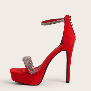 Large Size Rhinestone Stiletto High <b>Heels</b> for Women with Single Strap, European-style Fashion Sandals, Factory Wholesale - Product Image 4