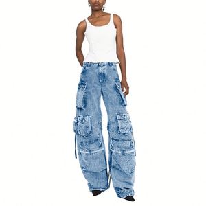 جينز نسائي عصري مخصص، بنطلون كارجو نسائي بخصر مرتفع، جينز نسائي جديد للشارع - Product Image 2