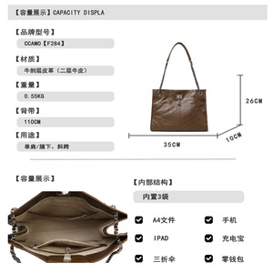 Bolso Bandolera de Cuero Genuino de Gran Capacidad, Estilo Vintage, para Mujer - Product Image 6