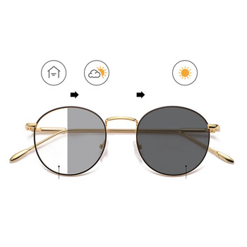 2024 Round Computer Eyeglasses Frames Transition Glasses Single Vision Uv Photochromic Film Anti Blue Light Blocking Glasses
