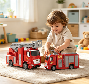 Camión de Bomberos de Juguete con Rociador de Agua y Escalerilla Aérea, 2 Estilos con Luz y Sonido, Vehículo de Rescate para Juego de Imitación para Niños, ¡Venta Caliente! - Product Image 1