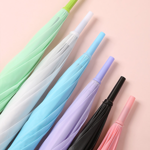 Ombrello Dritto Trasparente in POE Smerigliato con Logo Personalizzato OEM, Manico a J Colorato, Promozionale, Economico, All'ingrosso - Product Image 5