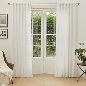 Rideaux en lin et coton durables en gros <span class=keywords><strong>pour</strong></span> salon Rideaux semi-transparents naturels - Product Image 2