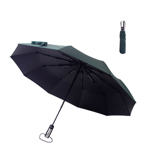 Parapluie entièrement automatique miniature personnalisable à 10 baleines, en tissu polyester, cadeaux d'affaires, design pliable en trois parties, 105 cm - Product Image 4