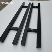 Poignée de porte longue carrée noire mate, style moderne minimaliste, barre droite pour salle d'exposition de matériaux de construction et salle d'exposition de carrelage