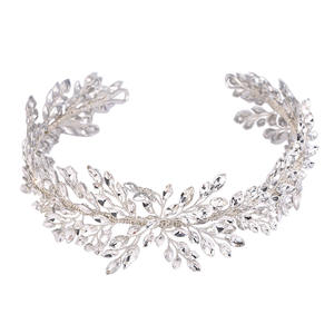 Mahkota Pengantin Kristal Berlapis Emas Buatan Tangan, Aksesoris Bando Rambut, Mahkota Pesta Putri Ratu Pernikahan Prom - Product Image 2