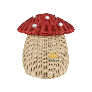 Cesta de Almacenamiento de Mimbre en Forma de Hongo, Cesta Roja para Habitación Infantil y Decoración de Guardería, Precio Económico desde Vietnam - Product Image 1