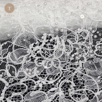 Tissu en dentelle française classique romantique pour mariage, broderie lourde, sequins, cordon, 100% polyester, pour robes de mariée et de soirée