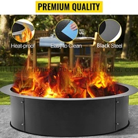 Foyer rond noir à faire soi-même, pour l'extérieur, au-dessus du sol ou enterré, doublure portable et durable en acier galvanisé, chauffage de jardin, foyer de camping, anneau de feu