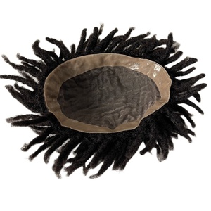 Indian Virgin Human Hair Hairpiece 3inches <strong>Short</strong> Hair <strong>Dreadlocks</strong> Toupee #1B Color 8x10 Mono Base Unit for Black <strong>Men</strong> - Product Image 4