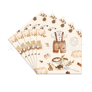 Nappe jetable, assiettes en carton, serviettes et couverts à thème café pour fête d'enfants, décorations d'anniversaire pour enfants - Product Image 4